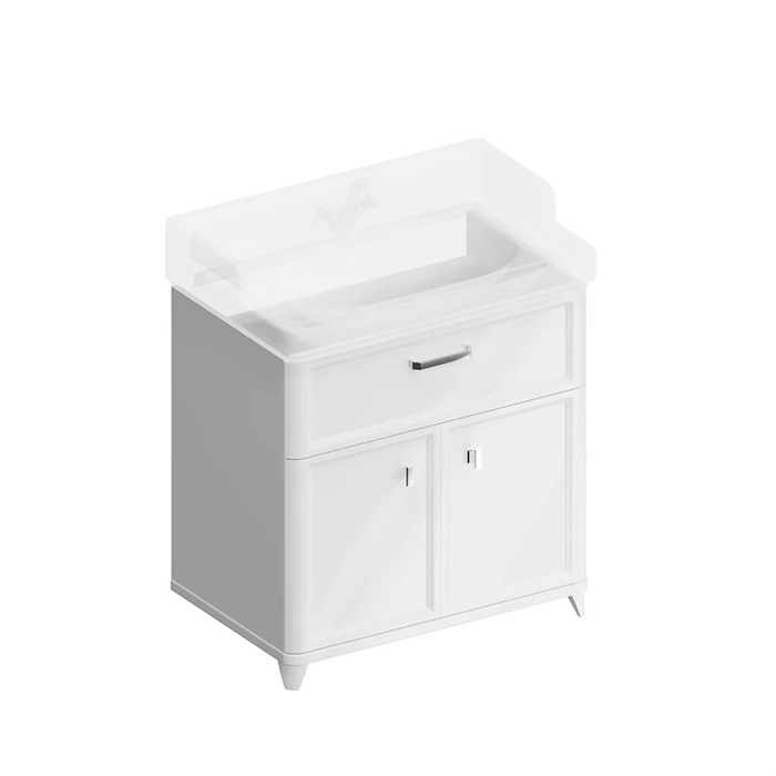 PO.M.80.1/WHT Тумба POMPEI напольная с ящиком и дверцами 80, белая глянцевая - фото 129400
