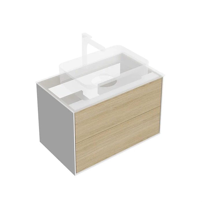 KMPMCb80MVc2 Тумба Plaza Modern/Плаза Модерн подвесная 80, нажимное открывание, 2 ящика, дуб виченца - фото 130141