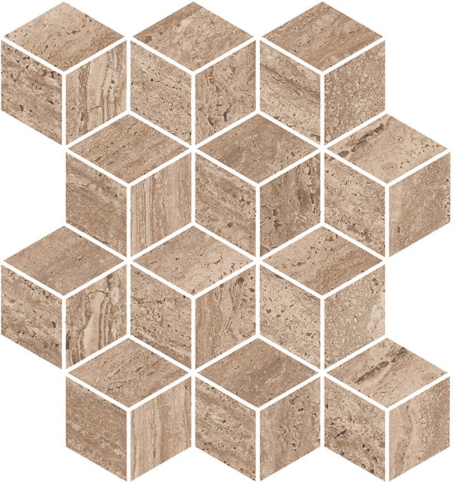 KMD2MSM018BR Декор Про Травертин мозаичный коричневый светлый матовый обрезной 34,5x37x0,9 - фото 132688