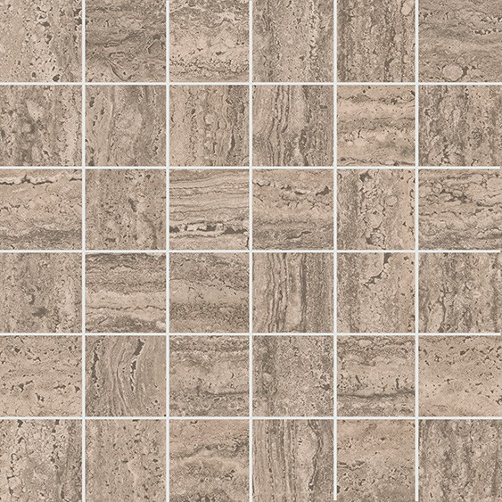 KMD2MSA010GR Декор Про Травертин мозаичный бежевый тёмный матовый обрезной 30x30x0,9 - фото 132881