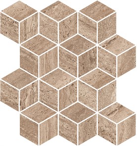 KMD2MSM018BR Декор Про Травертин мозаичный коричневый светлый матовый обрезной 34,5x37x0,9