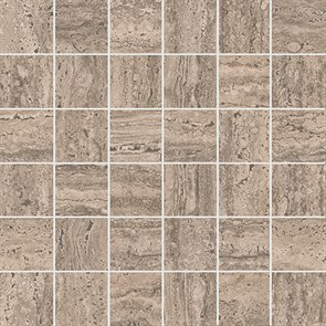 KMD2MSA010GR Декор Про Травертин мозаичный бежевый тёмный матовый обрезной 30x30x0,9