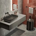 KMPLWb55MBl0 Раковина Plaza/Плаза 55 накладная с донным клапаном, черная матовая - фото 133679